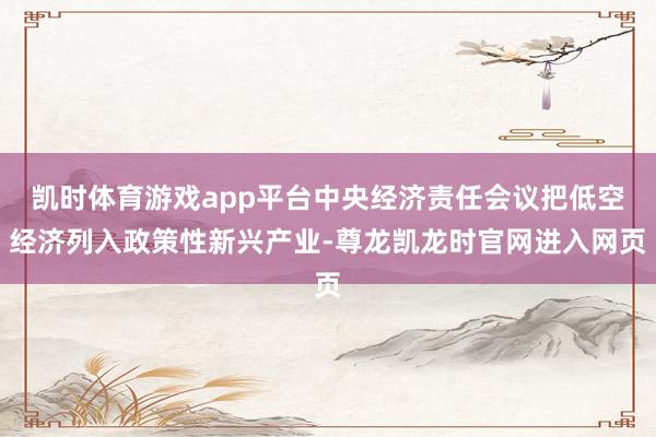凯时体育游戏app平台中央经济责任会议把低空经济列入政策性新兴产业-尊龙凯龙时官网进入网页