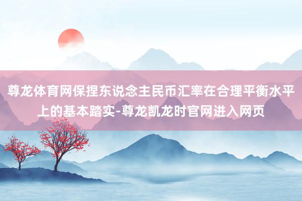尊龙体育网保捏东说念主民币汇率在合理平衡水平上的基本踏实-尊龙凯龙时官网进入网页
