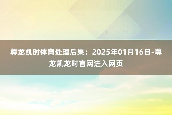 尊龙凯时体育处理后果：2025年01月16日-尊龙凯龙时官网进入网页