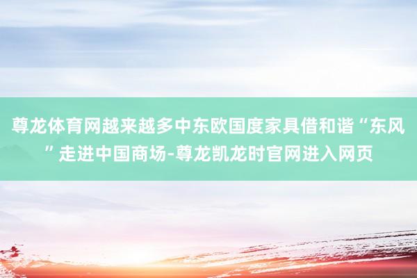 尊龙体育网越来越多中东欧国度家具借和谐“东风”走进中国商场-尊龙凯龙时官网进入网页