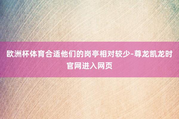 欧洲杯体育合适他们的岗亭相对较少-尊龙凯龙时官网进入网页