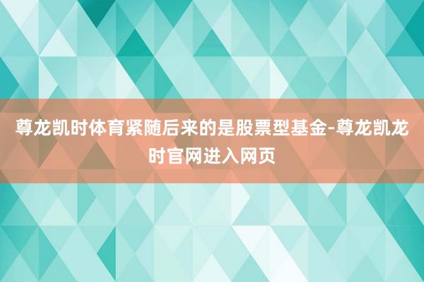 尊龙凯时体育紧随后来的是股票型基金-尊龙凯龙时官网进入网页
