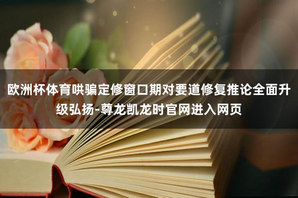 欧洲杯体育哄骗定修窗口期对要道修复推论全面升级弘扬-尊龙凯龙时官网进入网页