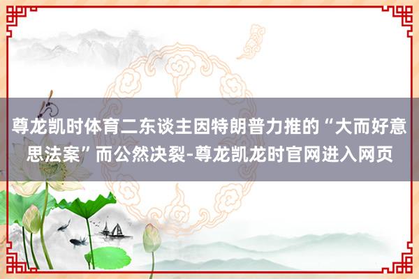尊龙凯时体育二东谈主因特朗普力推的“大而好意思法案”而公然决裂-尊龙凯龙时官网进入网页