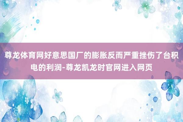 尊龙体育网好意思国厂的膨胀反而严重挫伤了台积电的利润-尊龙凯龙时官网进入网页